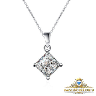 Princess Cut Moissanite Drop Pendant Necklace - Premium Jewelry from Dazzling Delights - Just $73.50! Shop now at Dazzling Delights