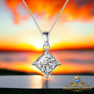 Princess Cut Moissanite Drop Pendant Necklace - Premium Jewelry from Dazzling Delights - Just $73.50! Shop now at Dazzling Delights