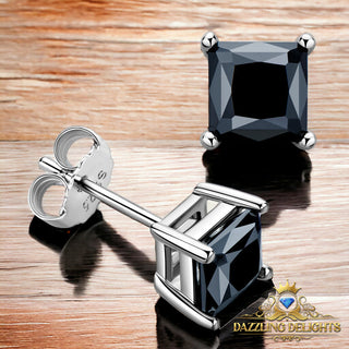 Princess Cut Black Moissanite Stud Earrings - Premium Jewelry from Dazzling Delights - Just $84! Shop now at Dazzling Delights