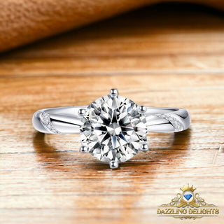 6 Prong Solitaire Moissanite Engagement Ring - Premium Jewelry from Dazzling Delights - Just $52.50! Shop now at Dazzling Delights