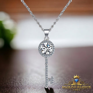 Moissanite Key Pendant Necklace - Premium Jewelry from Dazzling Delights - Just $49.12! Shop now at Dazzling Delights