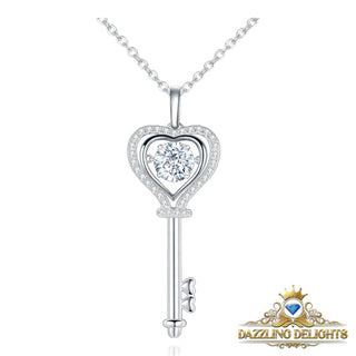 Moissanite Key Heart Pendant Necklace - Premium Jewelry from Dazzling Delights - Just $65.62! Shop now at Dazzling Delights
