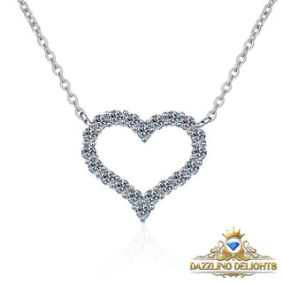 Moissanite Hollow Heart Pendant Necklace - Premium Jewelry from Dazzling Delights - Just $57.75! Shop now at Dazzling Delights