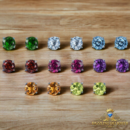 5mm Round Cut Natural Gemstone Stud Earrings - Your Choice of Gemstone - Premium Jewelry from Dazzling Delights - Just $55.95! Shop now at Dazzling Delights