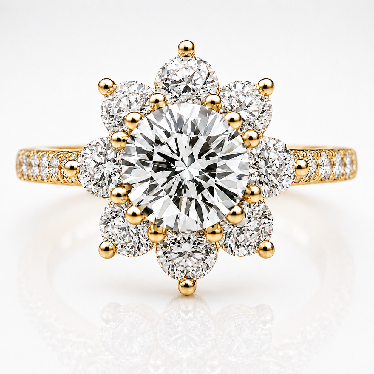 Sunflower Moissanite Engagement Ring