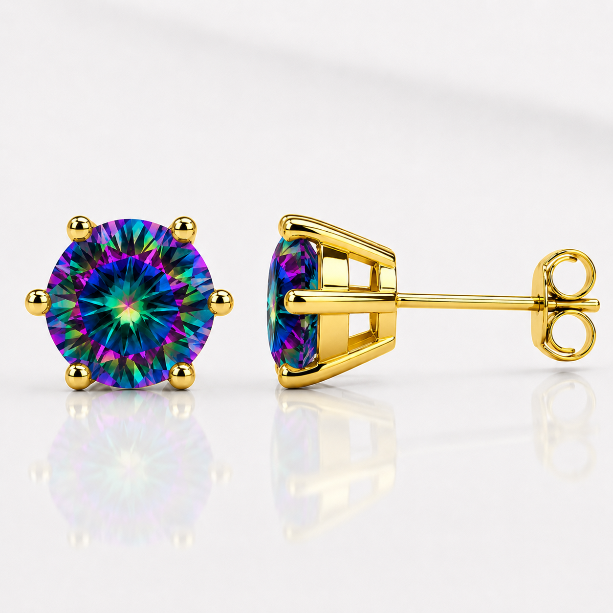 Round Brilliant Moissanite Stud Earrings – Classic Solitaire Earrings