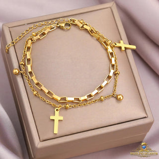 Titanium Cross Charm Bracelet - Premium Jewelry from Dazzling Delights - Just $16.88! Shop now at Dazzling Delights