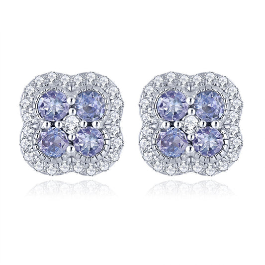 Four-Stone Natural Gemstone Halo Stud Earrings - Your Choice of Gemstone - Premium Jewelry from Dazzling Delights - Just $92.95! Shop now at Dazzling Delights