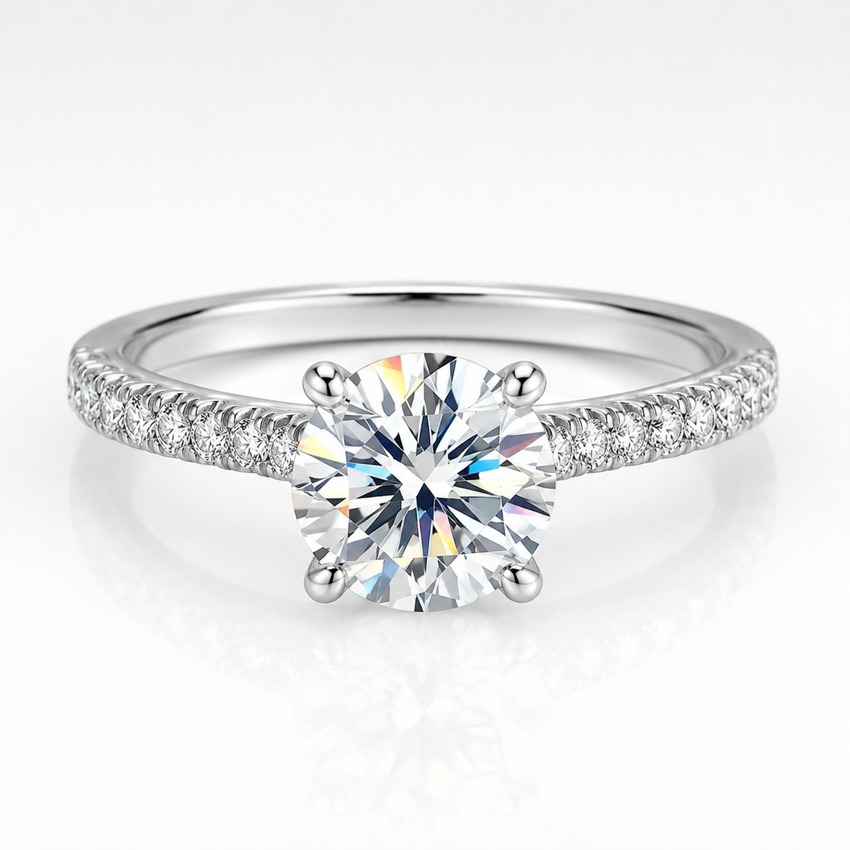 Anillo de moissanita de talla brillante redonda de 1 ct