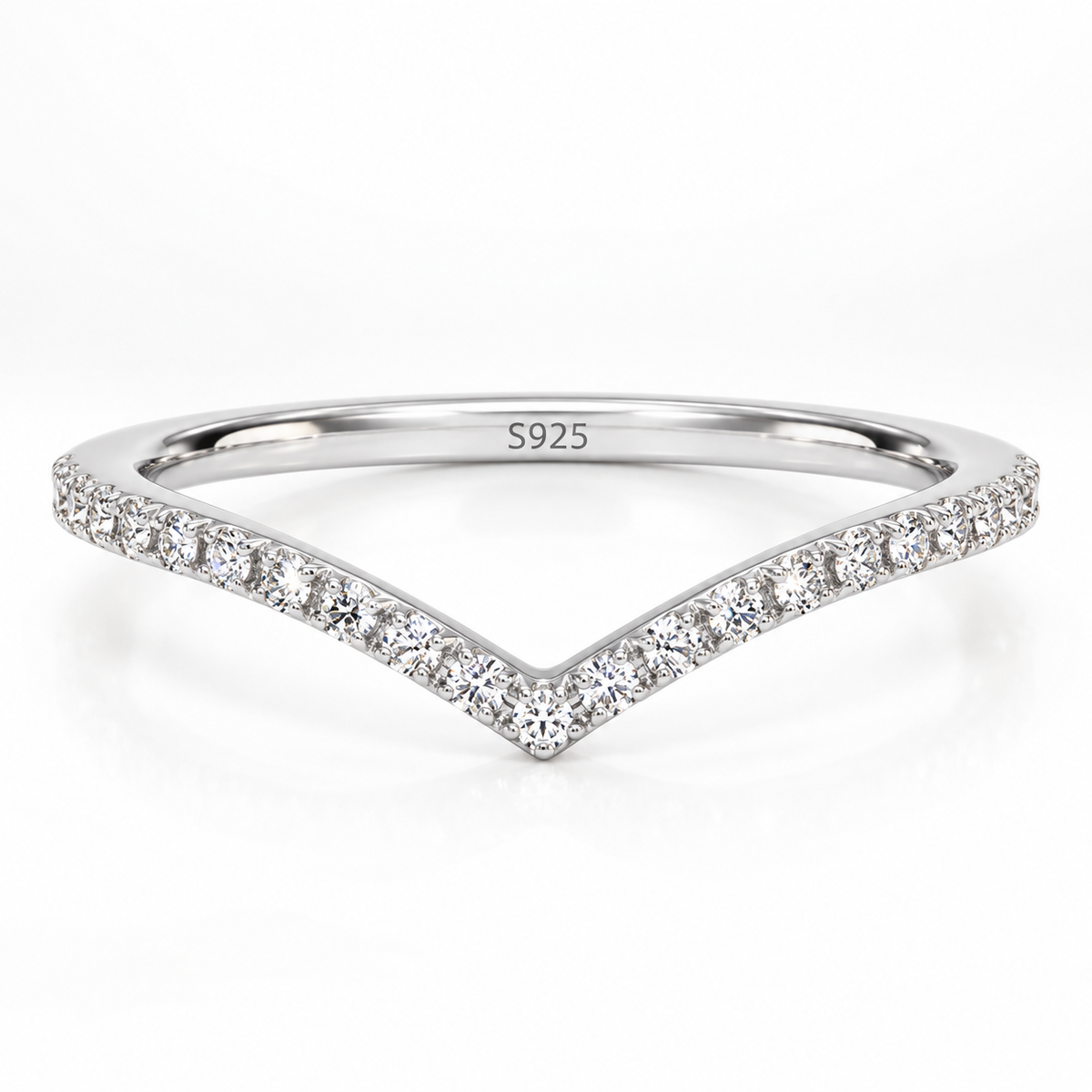 Moissanite Pavé Chevron Wedding Band