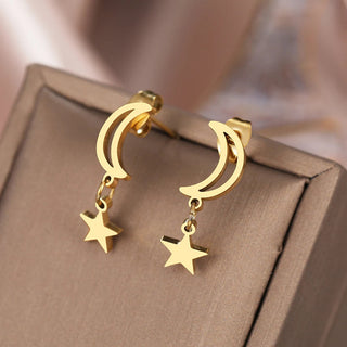 Titanium Moon and Star Stud Earrings - Premium Jewelry from Dazzling Delights - Just $16.12! Shop now at Dazzling Delights