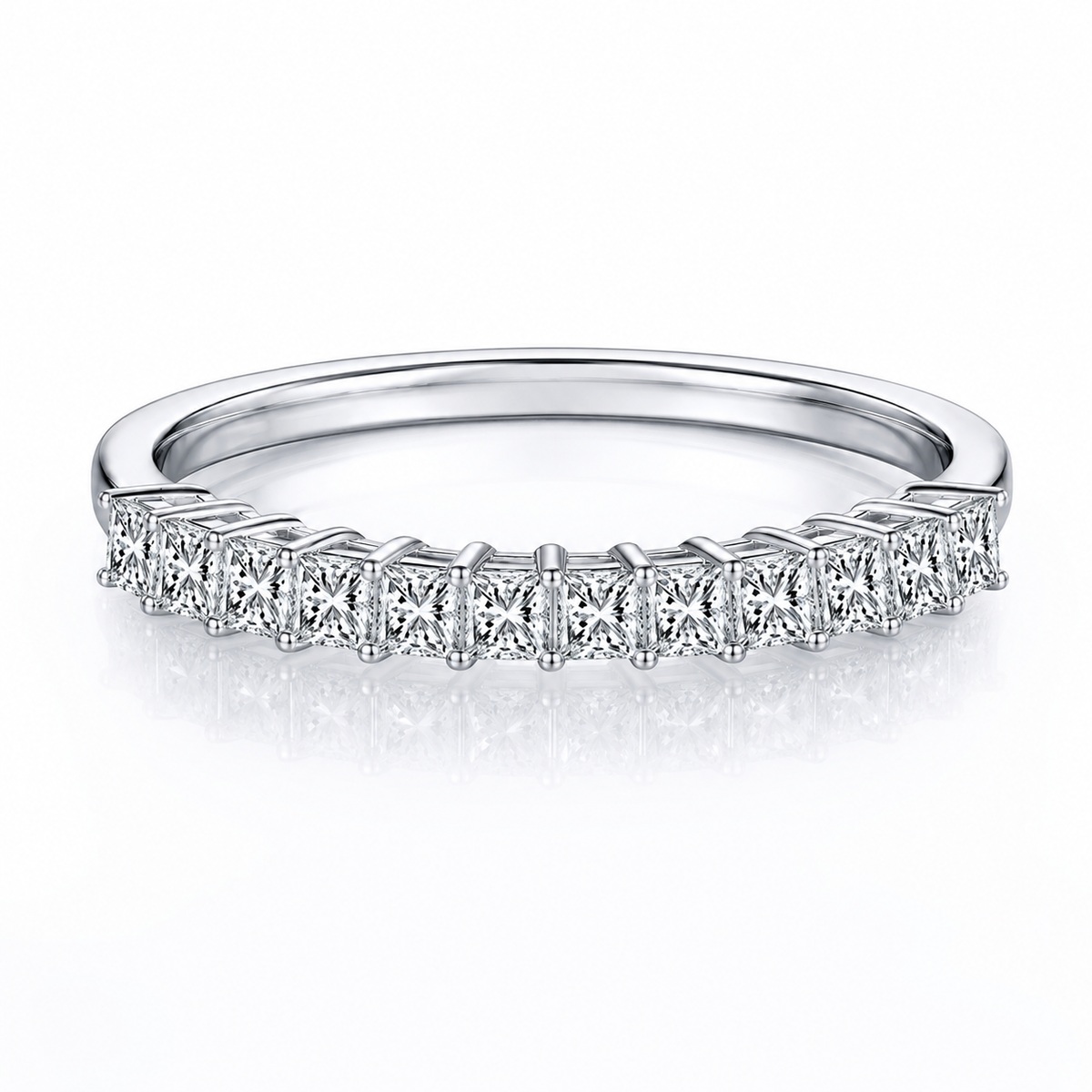 1ct Princess Cut Moissanite Half-Eternity Wedding Band