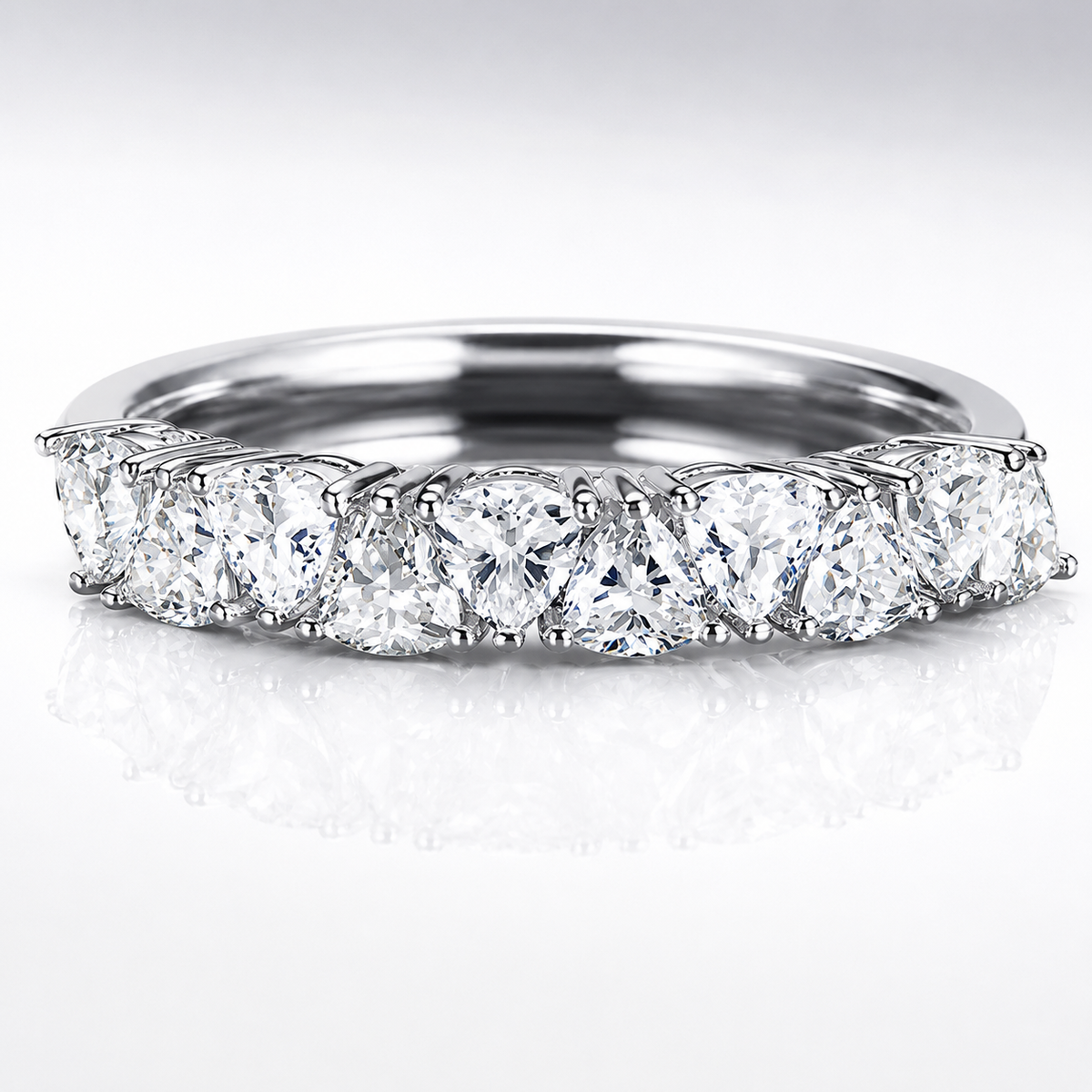 1ct Trillion Cut Moissanite Half-Eternity Wedding Band