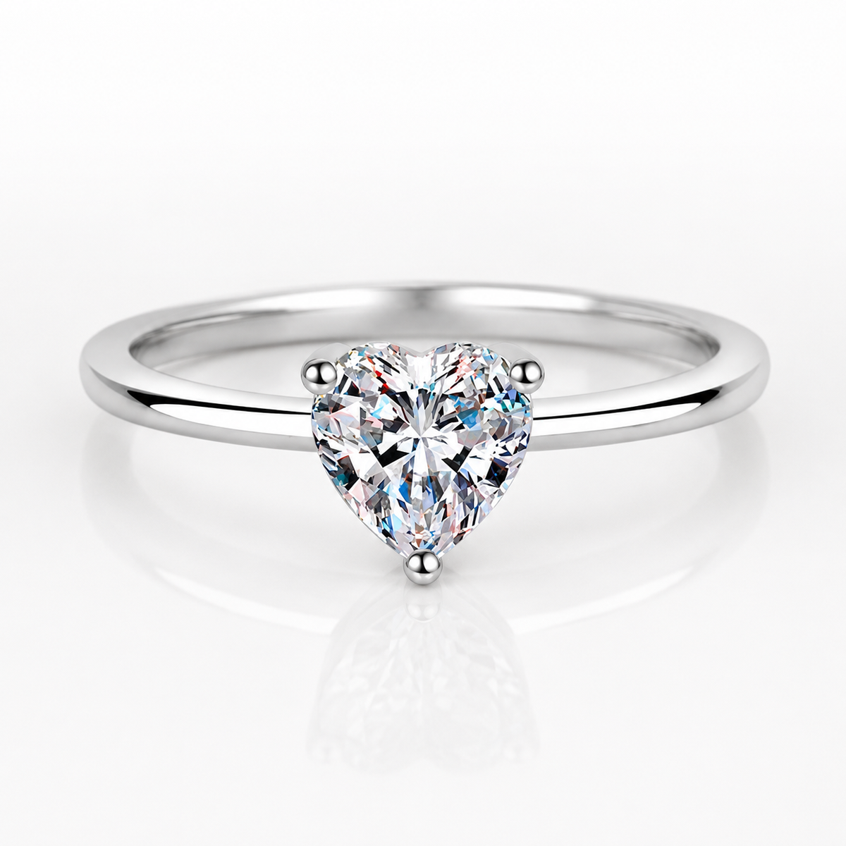 Anillo de compromiso con moissanita y solitario con talla de corazón