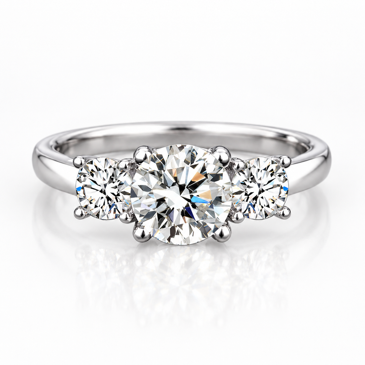 Anillo de trilogía de moissanita de 2 quilates
