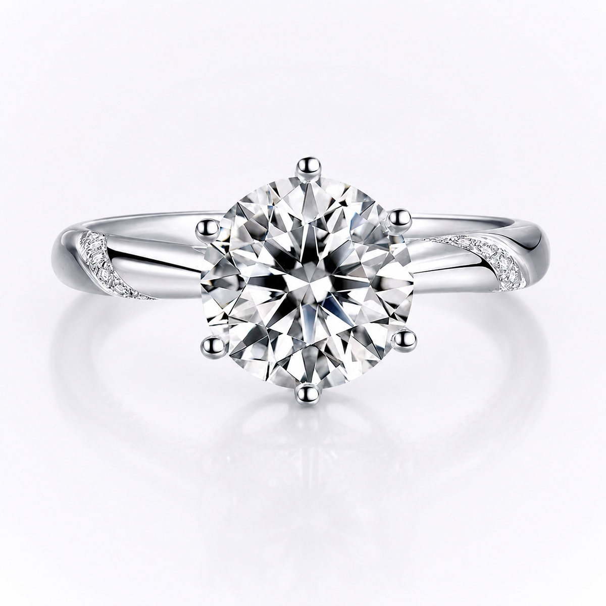 Anillo de compromiso de moissanita con solitario de 6 puntas