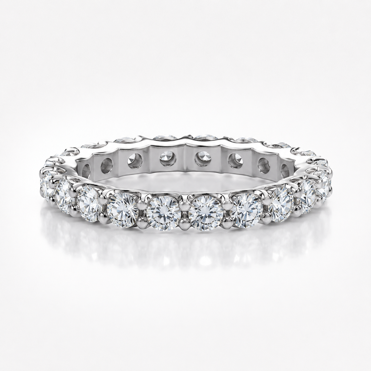 Anillo de boda de moissanita de corte brillante redondo de 2,1 quilates