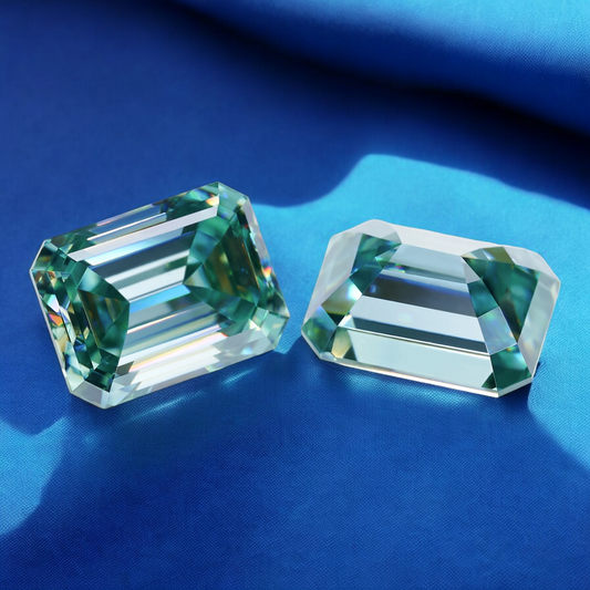 Bluish Green Emerald Cut Moissanites - Premium Jewelry from Dazzling Delights - Just $83.33! Shop now at Dazzling Delights