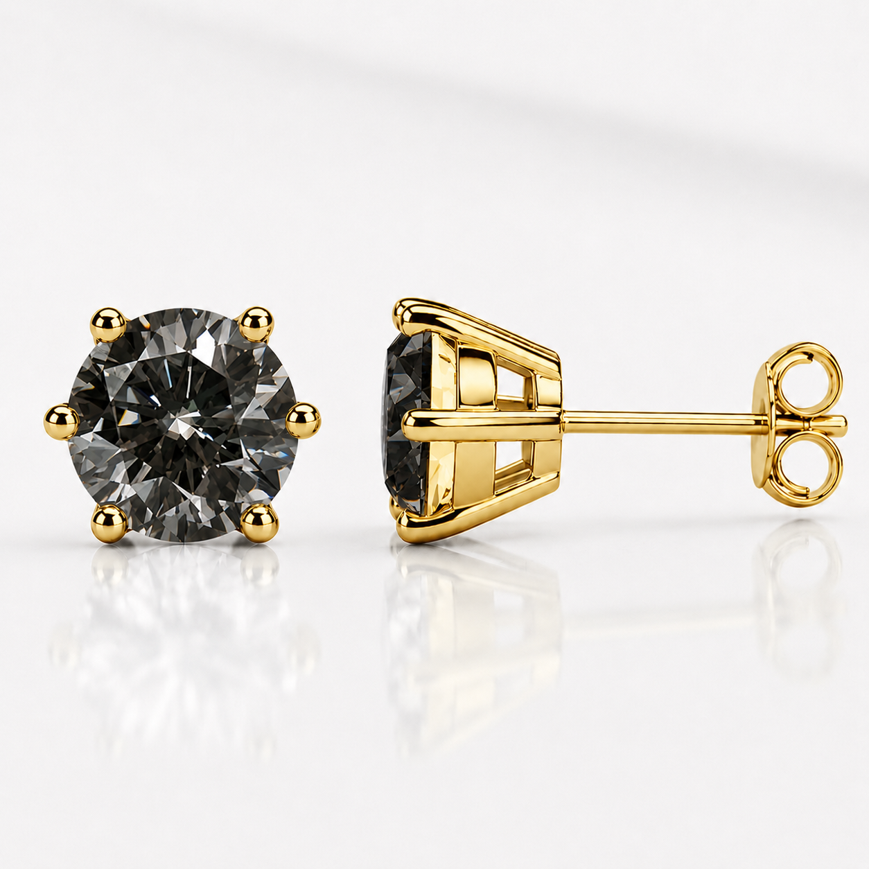 Round Brilliant Moissanite Stud Earrings – Classic Solitaire Earrings