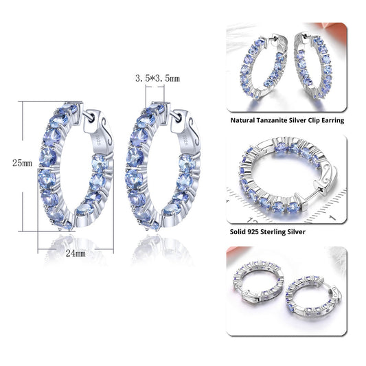 4.3ct Tanzanite Sterling Silver Hoop Earrings - Premium Jewelry from Dazzling Delights - Just $166.95! Shop now at Dazzling Delights