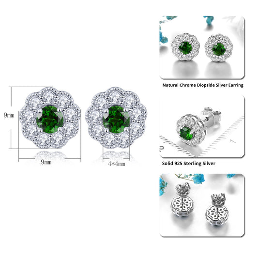 4mm Round Cut Natural Chrome Diopside Halo Stud Earrings - Premium Jewelry from Dazzling Delights - Just $74.95! Shop now at Dazzling Delights
