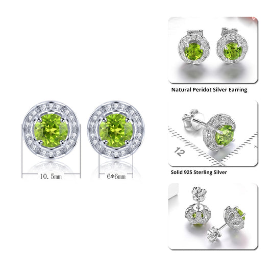 6mm Round Cut Natural Peridot Halo Stud Earrings - Premium Jewelry from Dazzling Delights - Just $97.95! Shop now at Dazzling Delights