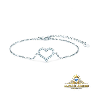 Moissanite Heart Bracelet - Premium Jewelry from Dazzling Delights - Just $73.50! Shop now at Dazzling Delights