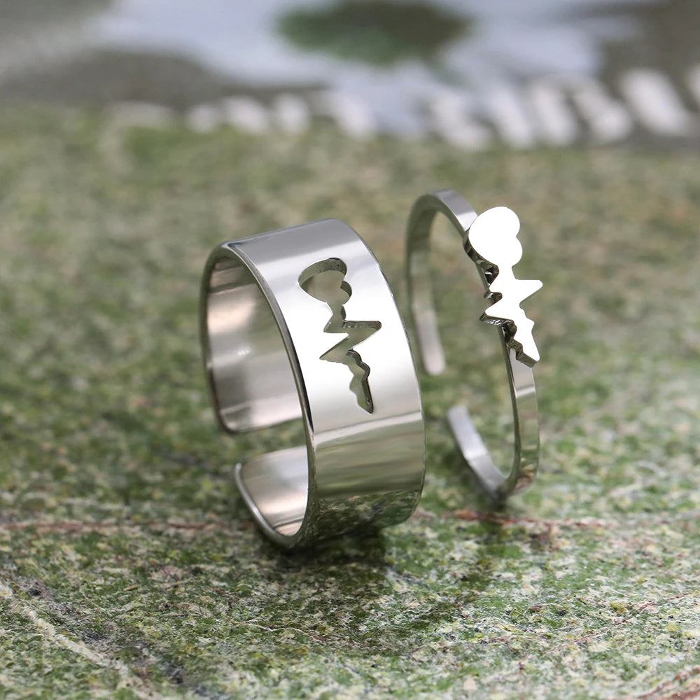 Titanium Double Heartbeat Size Adjustable Ring - Premium Jewelry from Dazzling Delights - Just $27.95! Shop now at Dazzling Delights