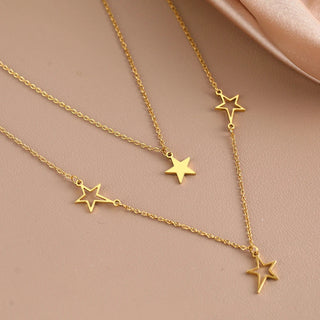 Titanium Double Layer Star Pendant Necklace - Premium Jewelry from Dazzling Delights - Just $16.12! Shop now at Dazzling Delights