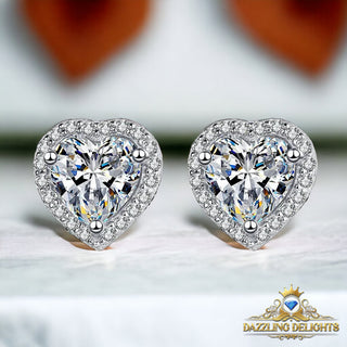 Heart Cut Moissanite Halo Stud Earrings - Premium Jewelry from Dazzling Delights - Just $73.50! Shop now at Dazzling Delights