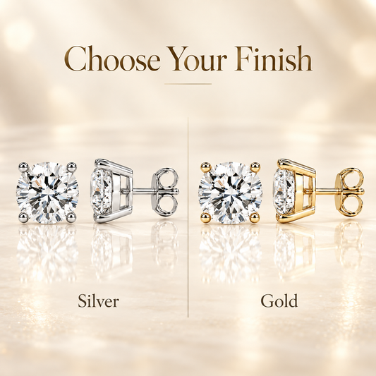 Four Prong Moissanite Solitaire Stud Earrings