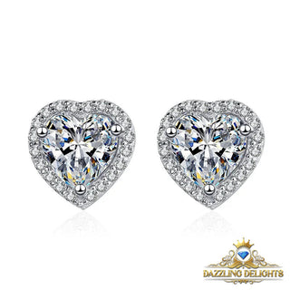 Heart Cut Moissanite Halo Stud Earrings - Premium Jewelry from Dazzling Delights - Just $73.50! Shop now at Dazzling Delights