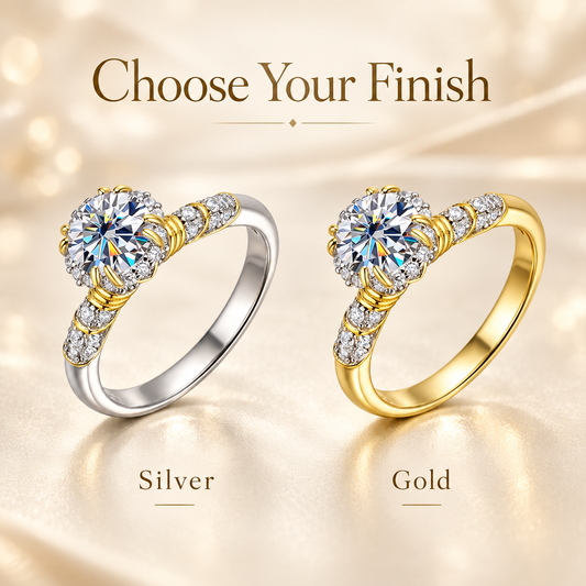 Anel torcido de Moissanite com corte brilhante redondo ornamentado