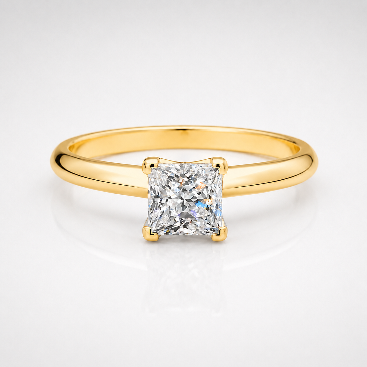 Anel de noivado Moissanite com corte princesa