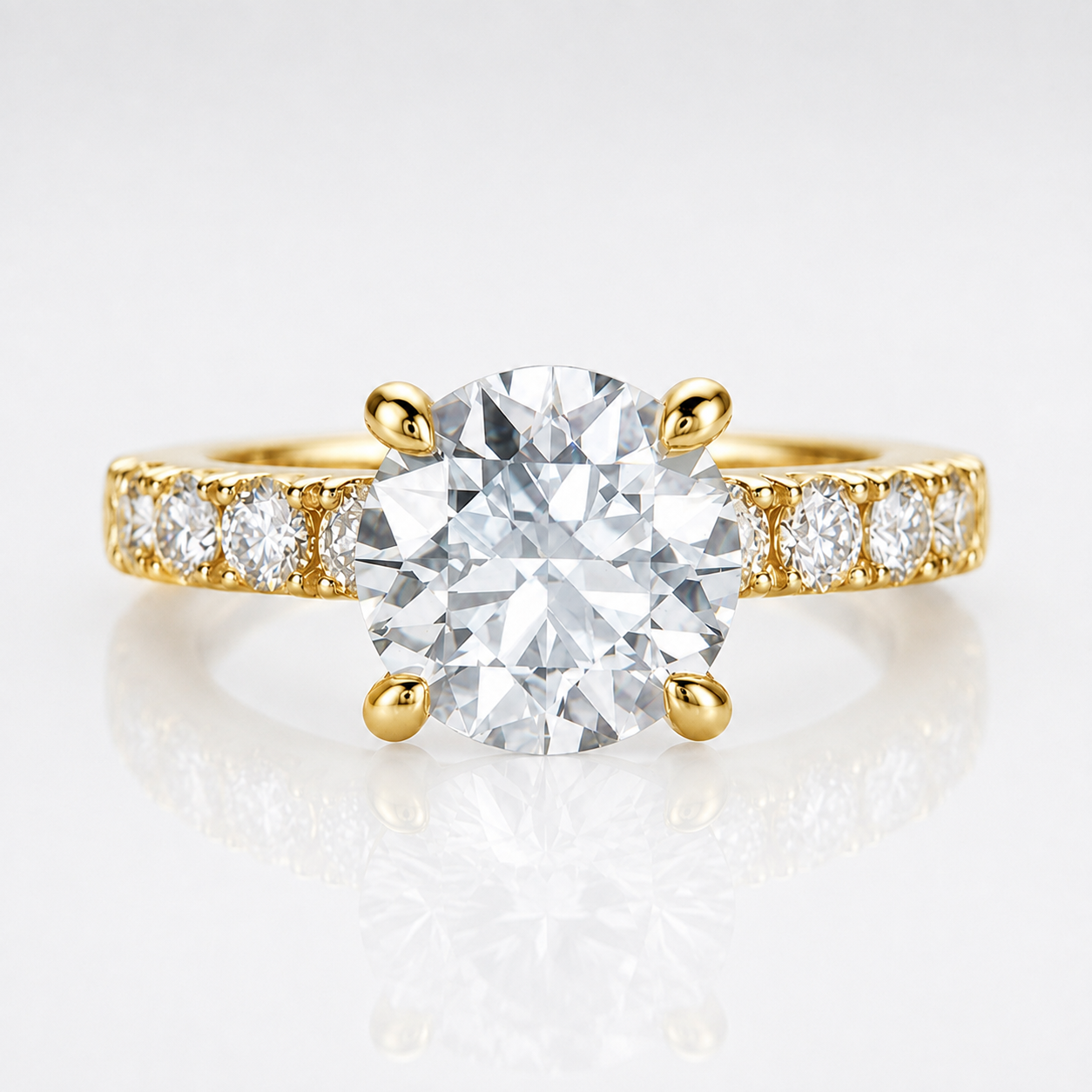 4.3ct Round Brilliant Moissanite Accent Engagement Ring
