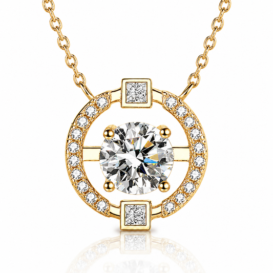 Colar redondo com pingente de moissanite com corte brilhante