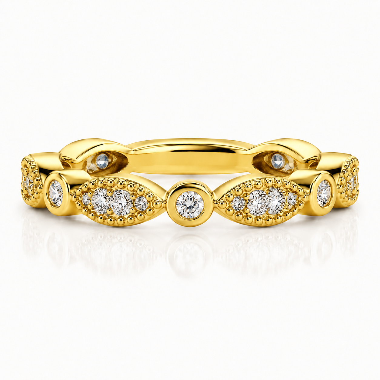 Round Brilliant Moissanite Marquise Cluster Wedding Band