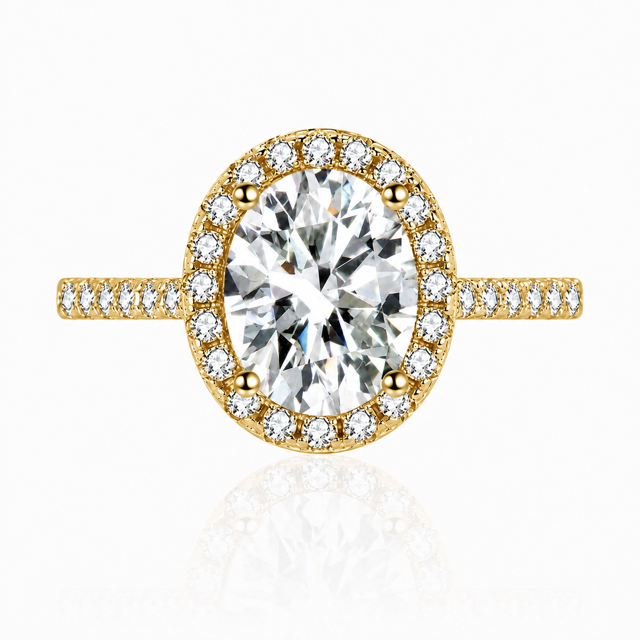 Oval Halo Moissanite Engagement Ring