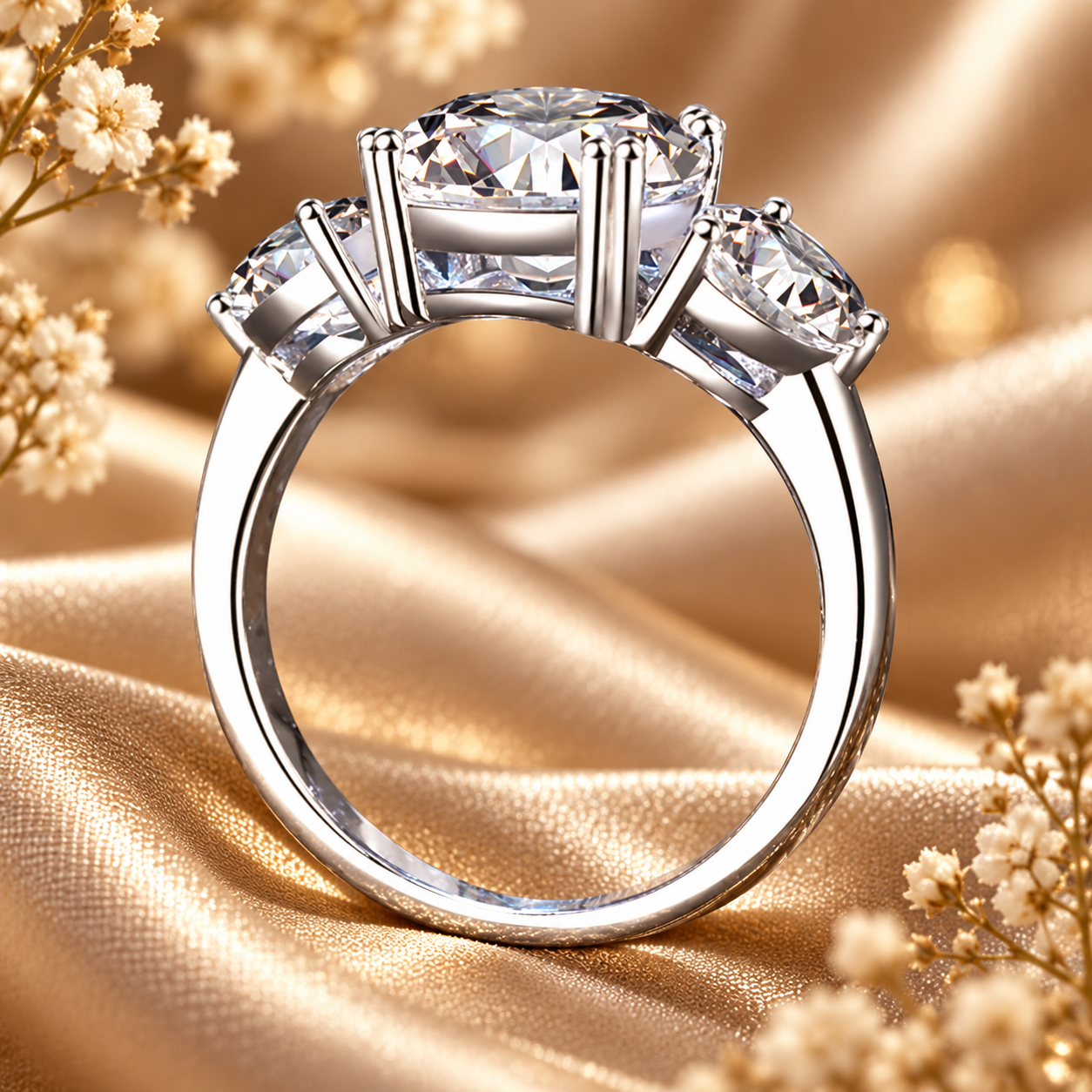 Anillo de trilogía de moissanita de 3 quilates