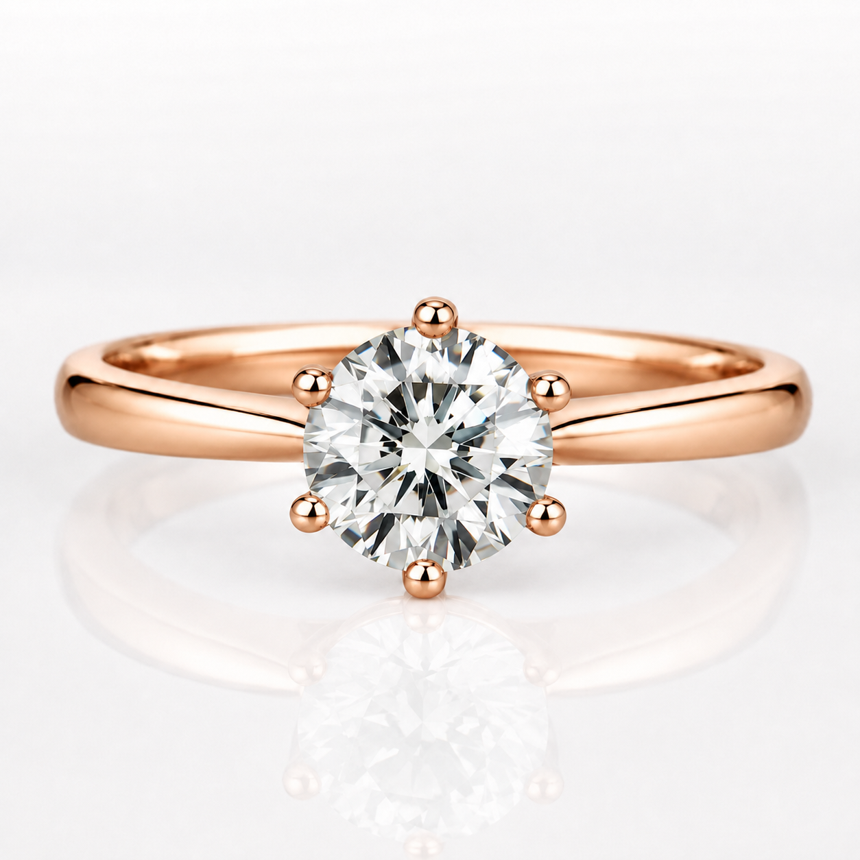Anillo de compromiso clásico de moissanita con solitario estilo Tiffany de 6 puntas
