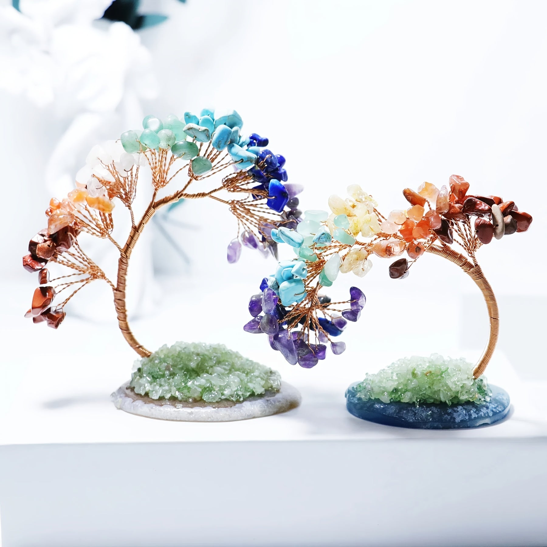 chakra bonsai tree Chakra Crystal Tree of Life – 7 Chakra Gemstone Bonsai with Natural Agate Base