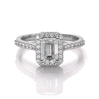 Emerald Cut Moissanite Halo Ring - Premium Jewelry from Dazzling Delights - Just $65.62! Shop now at Dazzling Delights
