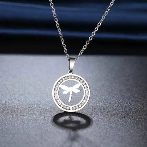Silver Titanium Dragonfly Pendant Necklace - Premium Jewelry from Dazzling Delights - Just $22.95! Shop now at Dazzling Delights