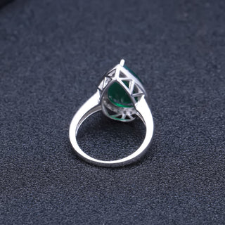 "The Enchanted Forest" 15x10mm Pear Cut Green Agate Halo Ring - Premium Jewelry from Dazzling Delights - Just $45! Shop now at Dazzling Delights