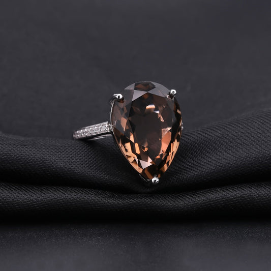 "The Mocha Mirage" 10.6ct Pear Cut Smoky Quartz Ring - Premium Jewelry from Dazzling Delights - Just $92.95! Shop now at Dazzling Delights