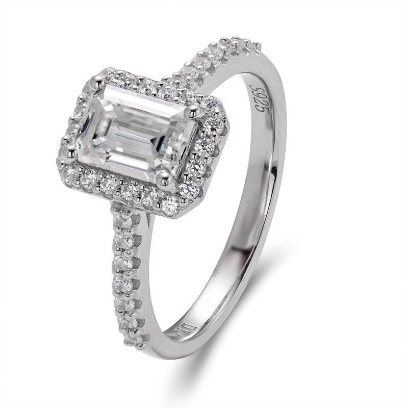 Emerald Cut Moissanite Halo Ring - Premium Jewelry from Dazzling Delights - Just $107.95! Shop now at Dazzling Delights