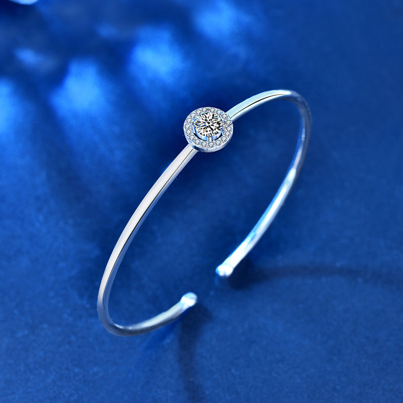 5mm Round Brilliant Cut Moissanite Bangle - Premium Jewelry from Dazzling Delights - Just $137.95! Shop now at Dazzling Delights