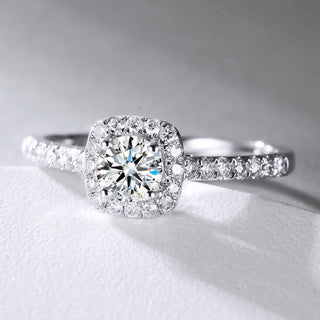 Elegant Moissanite Halo Ring - Premium Jewelry from Dazzling Delights - Just $52.50! Shop now at Dazzling Delights