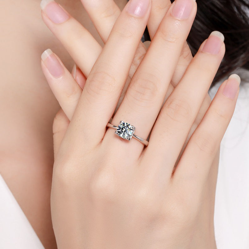 4 Corner Prong Open Setting Solitaire Moissanite Engagement Ring - Premium Jewelry from Dazzling Delights - Just $85.95! Shop now at Dazzling Delights