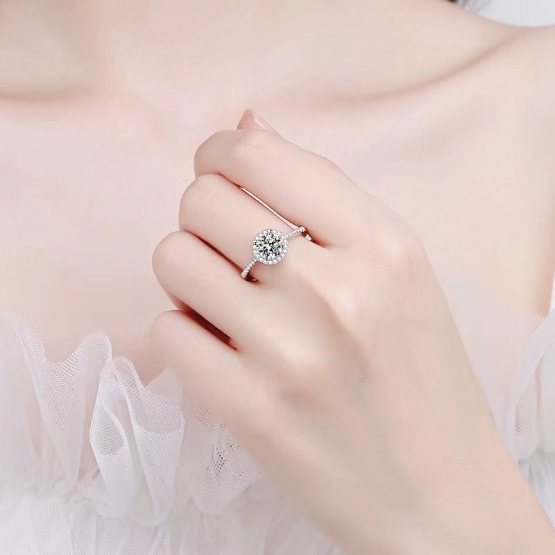 Round Brilliant Cut Moissanite Halo Ring - Premium Jewelry from Dazzling Delights - Just $85.95! Shop now at Dazzling Delights